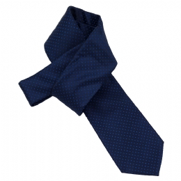 Dark blue narrow tie with royal blue dots 