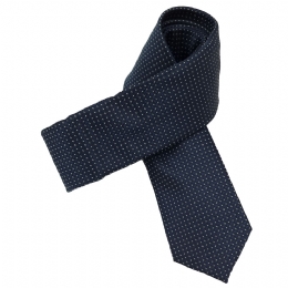 Blue very narrow tie with olive green and white dots