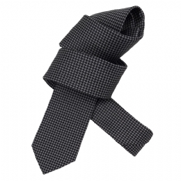 Black very narrow tie with grey dots