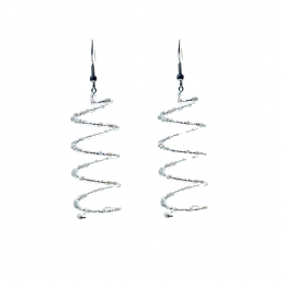 Long earrings with white and transparent beads spiral