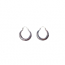 Small silver carved hoop earrings 