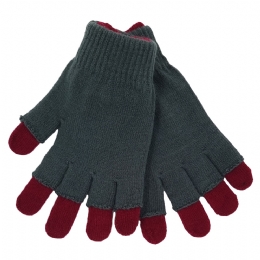 Double charcoal and burgundy unisex gloves with cut fingers