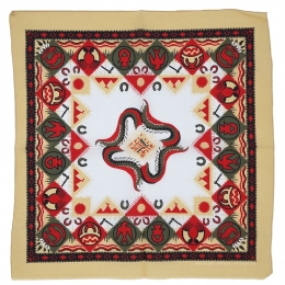 Indian print American cotton bandana with beige boarder