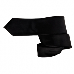 Plain colour black very narrow tie