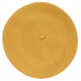 Plain colour mustard woolen beret