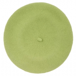 Plain colour lime woolen beret