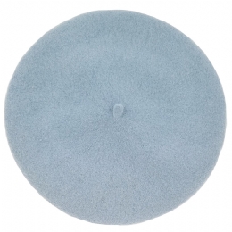 Plain colour light blue woolen beret