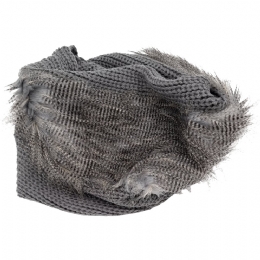 Grey knitted womens neckwarmer-snood with animal print fur
