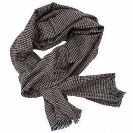 Dark brown Italian mens pied de poule scarf in very soft fabric