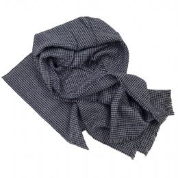Dark purple Italian mens pied de poule scarf in very soft fabric