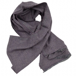 Purple and beige Italian mens pied de poule scarf in very soft fabric