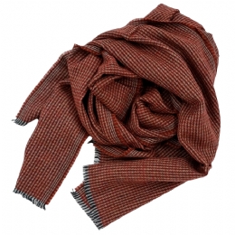 Terracotta Italian mens pied de poule scarf in very soft fabric
