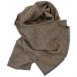Brown and beige Italian mens pied de poule scarf in very soft fabric