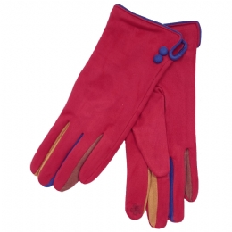 Rose pink βελουτέ γάντια με χρωματιστές λεπτομέρειες και επένδυση με βελούδινη αίσθηση