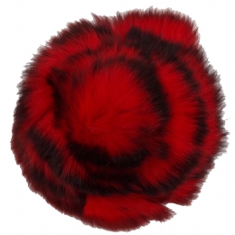 Red and black small synthetic fur rose brooch