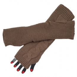 Long elephant knitted arm warmer with braid