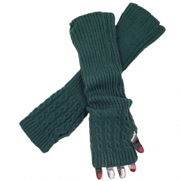 Long petrol knitted arm warmer Circles