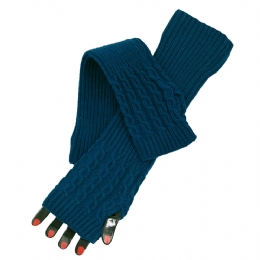 Long midnight blue knitted arm warmer Circles