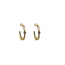 Double golden hoop earrings with little star and white strass