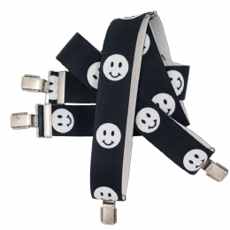 Unisex black and white suspenders Smile