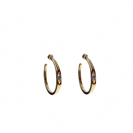 Golden carved hoop earrings with white strass