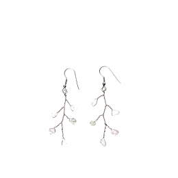Silver earrings with transparent iridescent beads