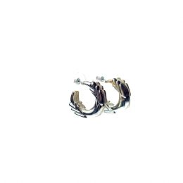 Small wide silver carved hoop earrings 