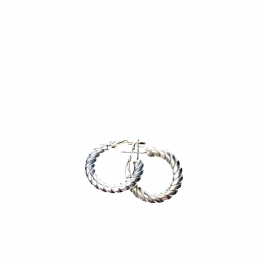 Silver carved hoop earrings Twisted