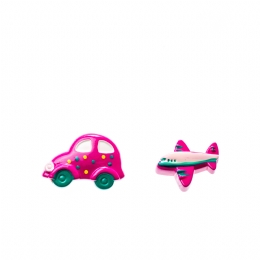 Fuschsia vintage pins set of airplane and car