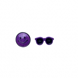 Purple vintage pins set of Smile and Glasses