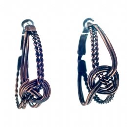 Copper wired hoop earrings with braid design