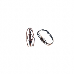 Copper oval wired hoop earrings with braid design