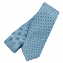 Light blue and turquoise very narrow perforated tie