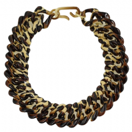 Animal print wide plastic chain necklace