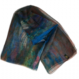 Blue royal, purple and grass green italian scarf Abstract Design