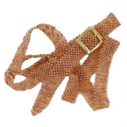 Honey beads belt with golden buckle