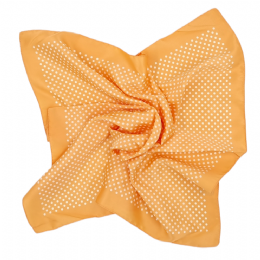 Apricot colour Italian square scarf with white dots