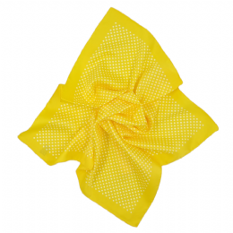 Yellow colour Italian square scarf with white dots