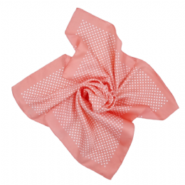 Flamingo pink colour Italian square scarf with white dots
