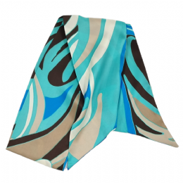 Double Italian turquoise, brown and off white narrow scarf Linear Design