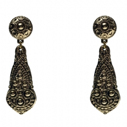 Antique golden carved vintage clip earrings Drops