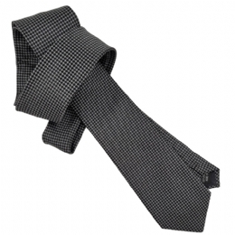Black and grey narrow perforated tie Dots