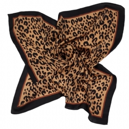 Animal print square scarf with black boarder from mixed silk fabric
