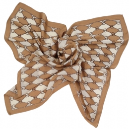 Beige and cream square scarf Rhombus shaped from mixed silk fabric