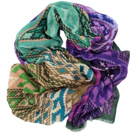 Wide italian scarf with purple and green shades Digit