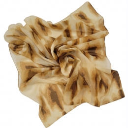 Beige Italian square scarf with camel and brown Spots