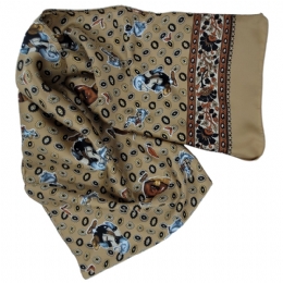 Dark beige Italian scarf with Paisley prints and Ducks