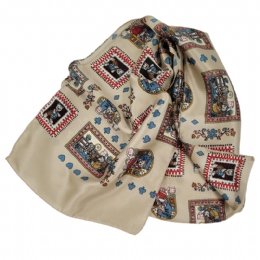 Champagne cream Italian scarf with Hearts and Bears