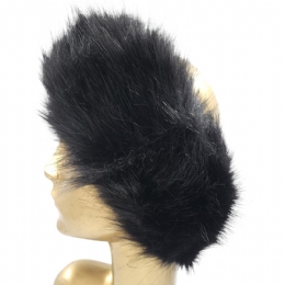 Black faux fur ear cover with elastic band