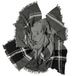 Black and white Italian unisex square scarf with checkered design